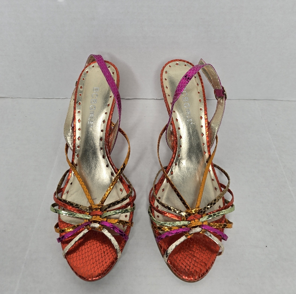 Gianni Bini Red and Gold Strappy Heels